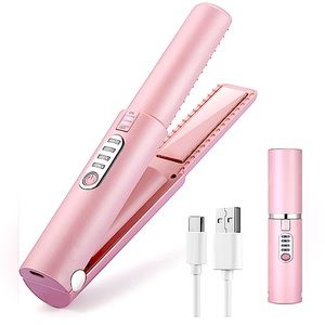 JMFONE TEC , pink cordless hair straightener & curler. W charger & travel bag